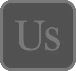 A dark gray square button with rounded corners displays the letters "Us" in bold, light gray font centered on the button, symbolizing support and well-being. This represents the MiraLuna "Us" Membership level.